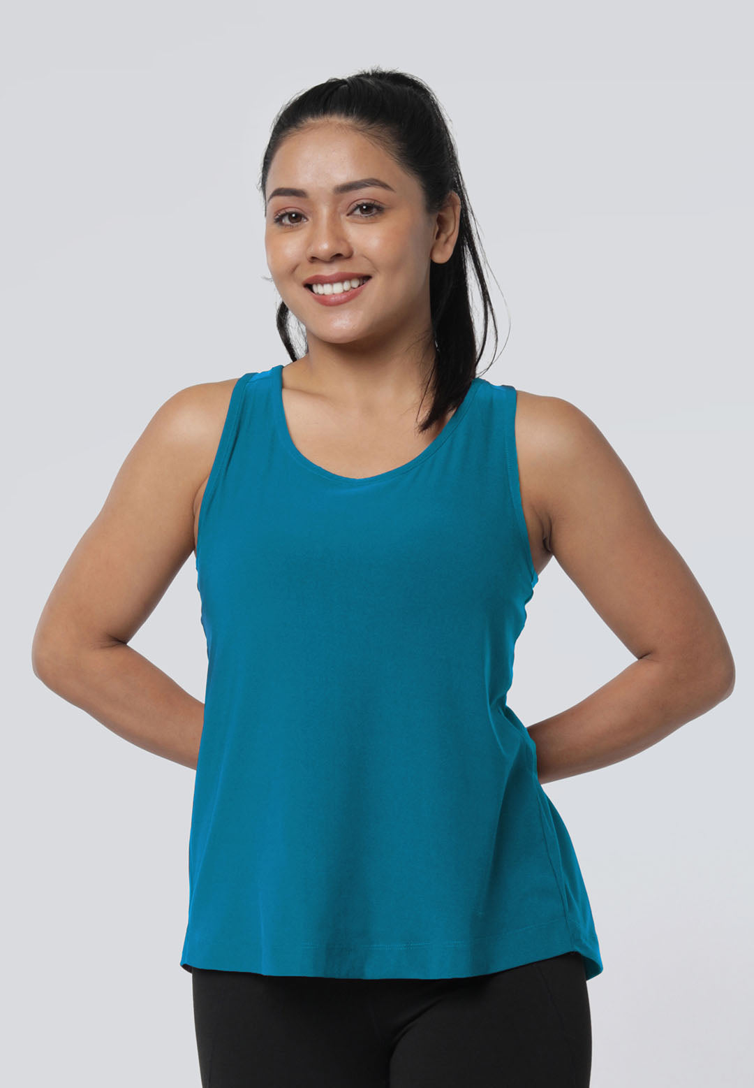 Round Neck Split Back Tank Tops for Women & Girls