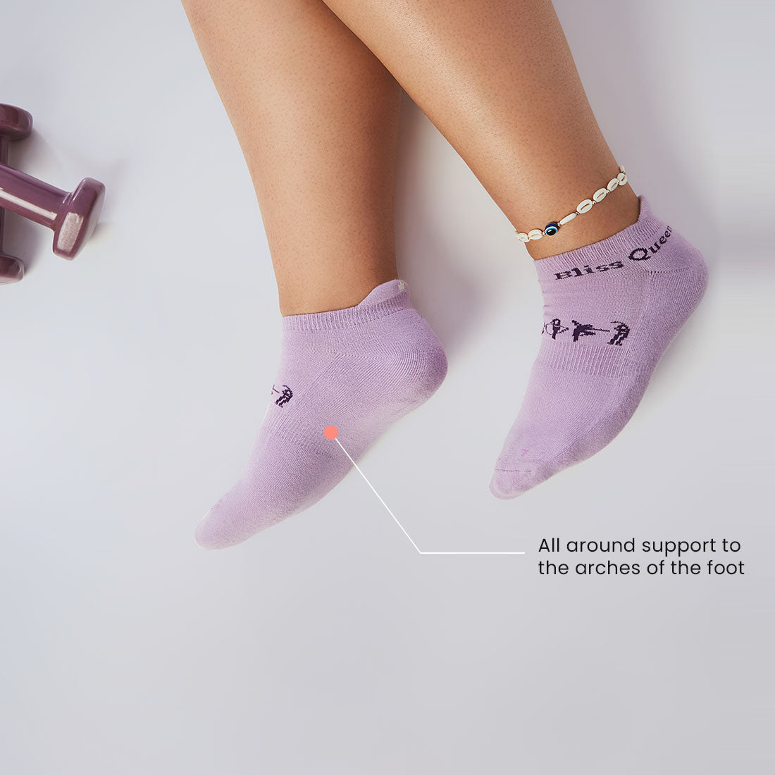 Ankle Length Cushioned Sports Socks for Women