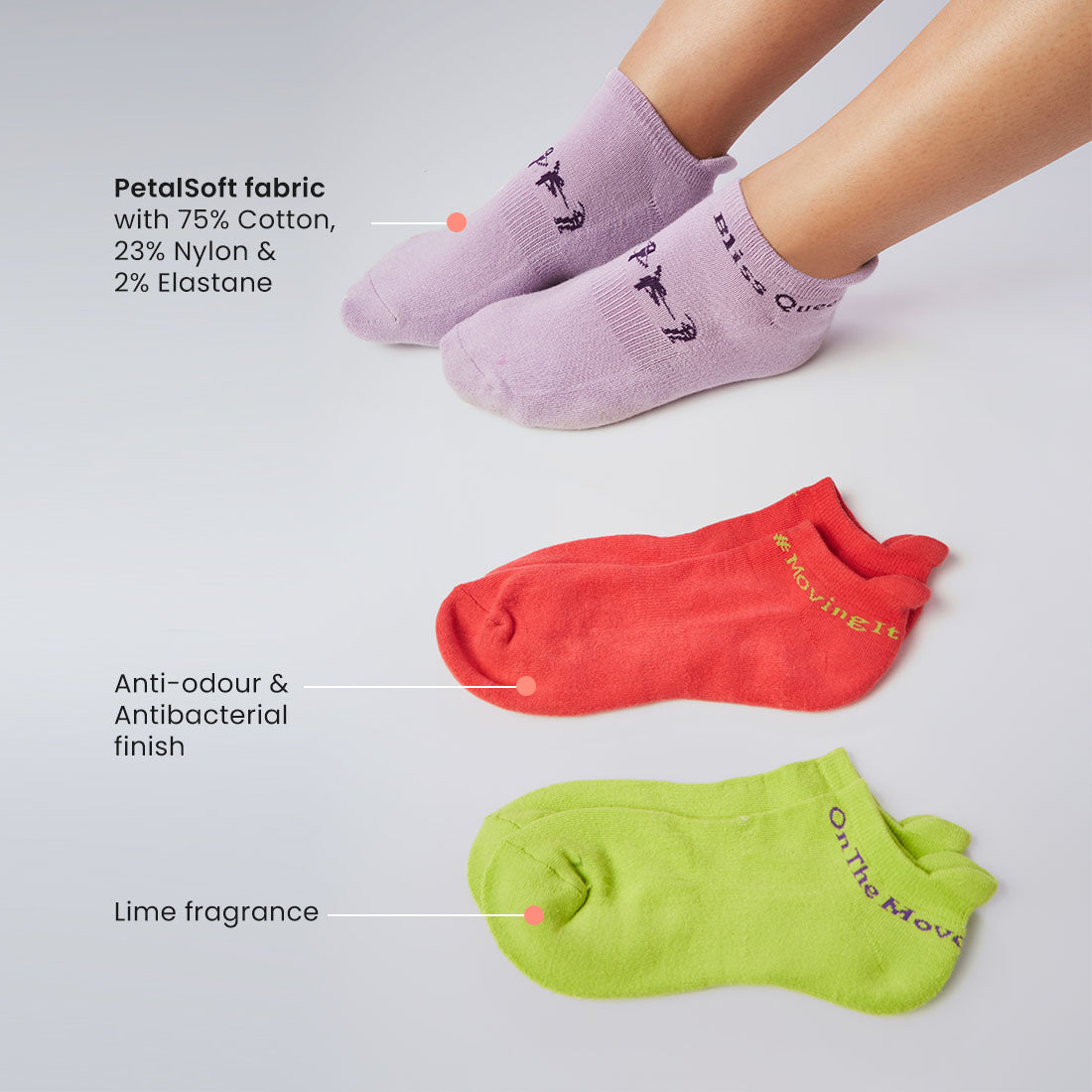 Ankle Length Cushioned Sports Socks for Women