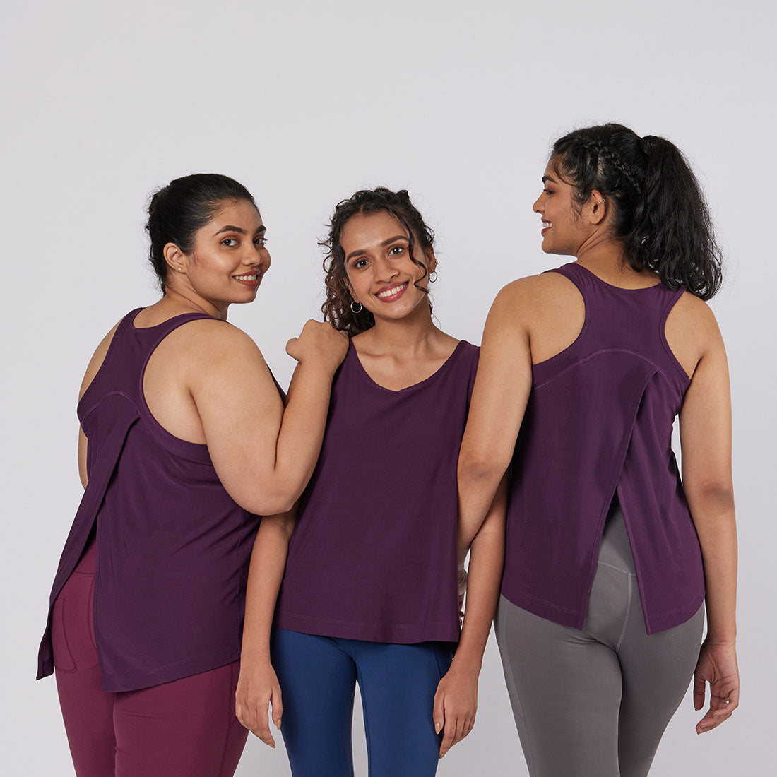 Round Neck Split Back Tank Tops for Women & Girls