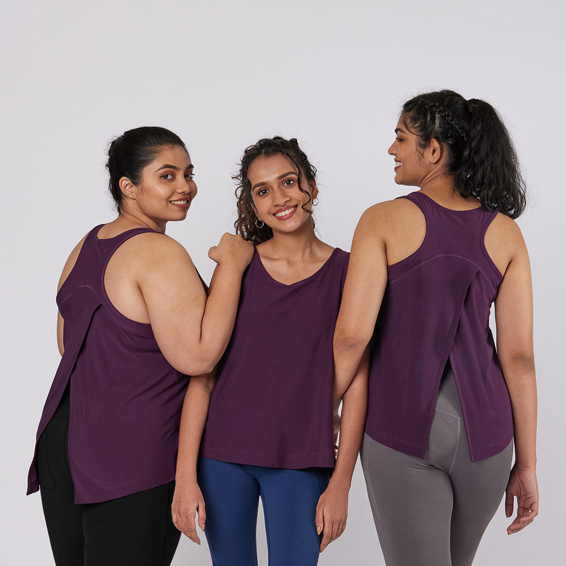 Round Neck Split Back Tank Tops for Women & Girls