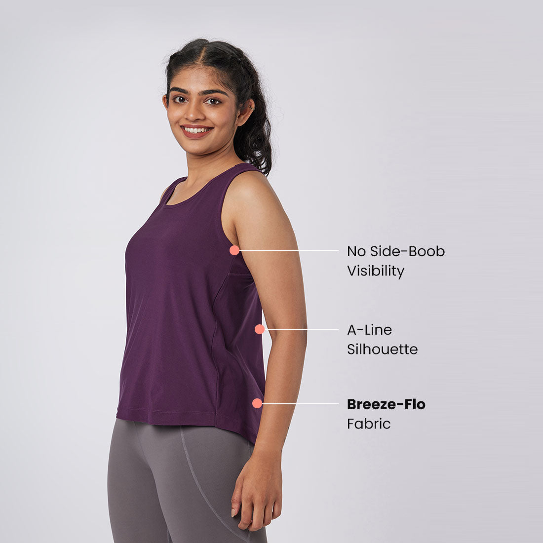 Round Neck Split Back Tank Tops for Women & Girls