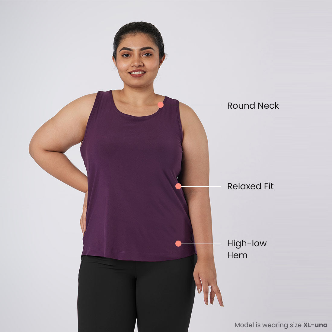 Round Neck Split Back Tank Tops for Women & Girls