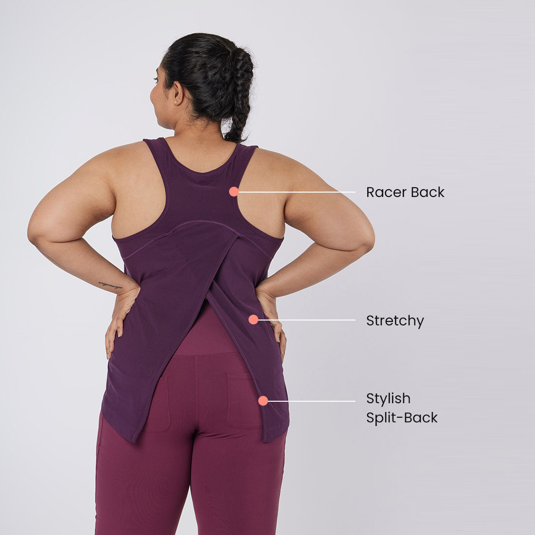 Round Neck Split Back Tank Tops for Women & Girls