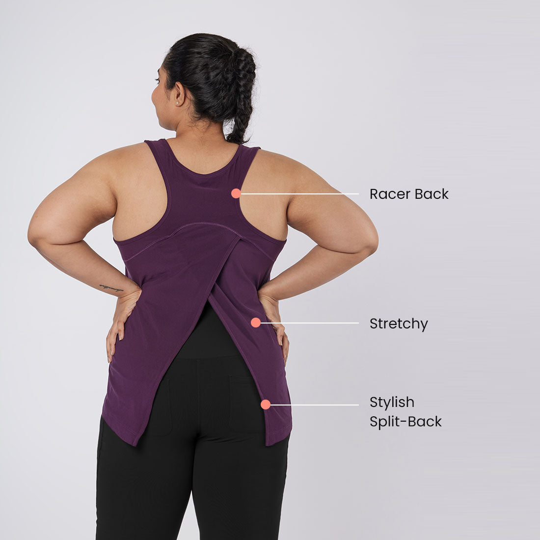 Round Neck Split Back Tank Tops for Women & Girls