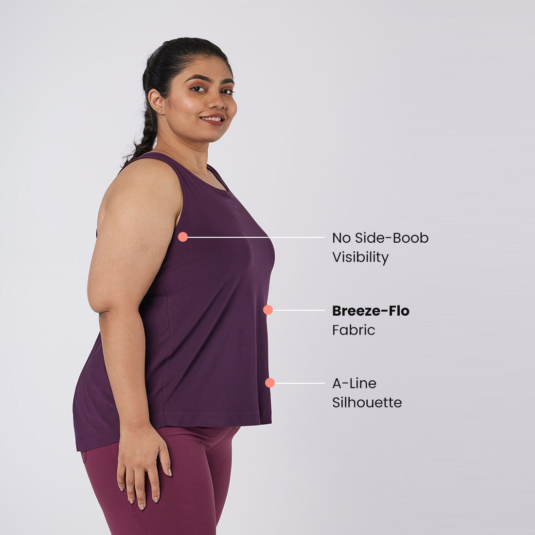 Round Neck Split Back Tank Tops for Women & Girls