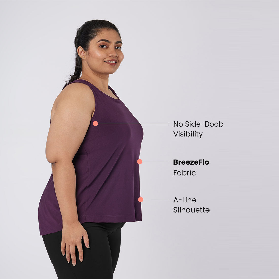 Round Neck Split Back Tank Tops for Women & Girls