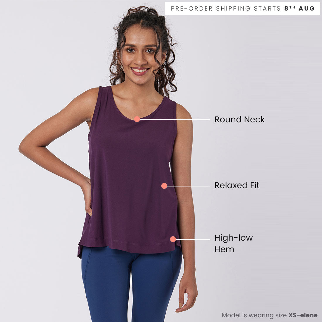 Round Neck Split Back Tank Tops for Women & Girls
