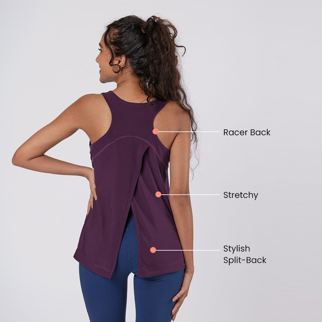 Round Neck Split Back Tank Tops for Women & Girls
