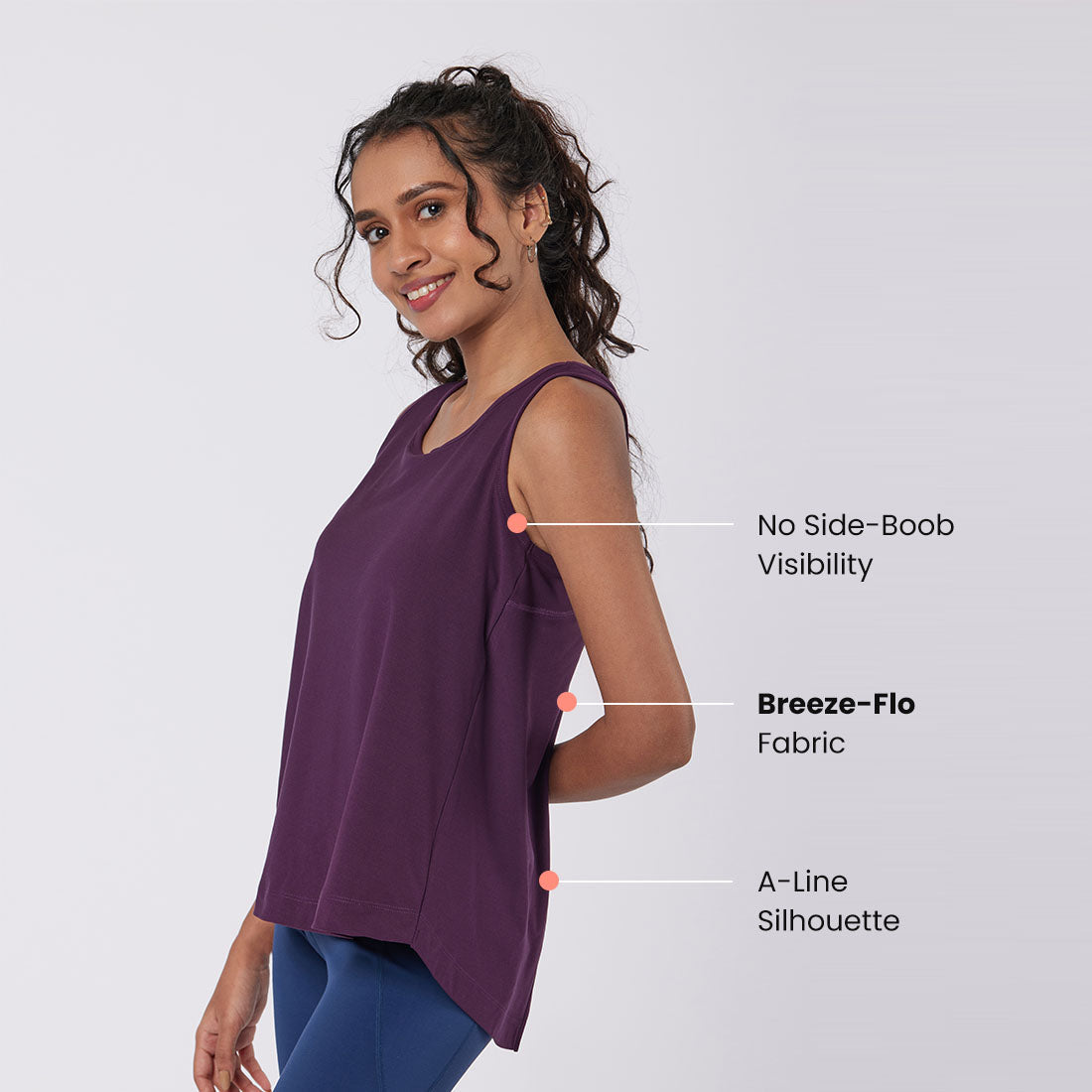 Round Neck Split Back Tank Tops for Women & Girls