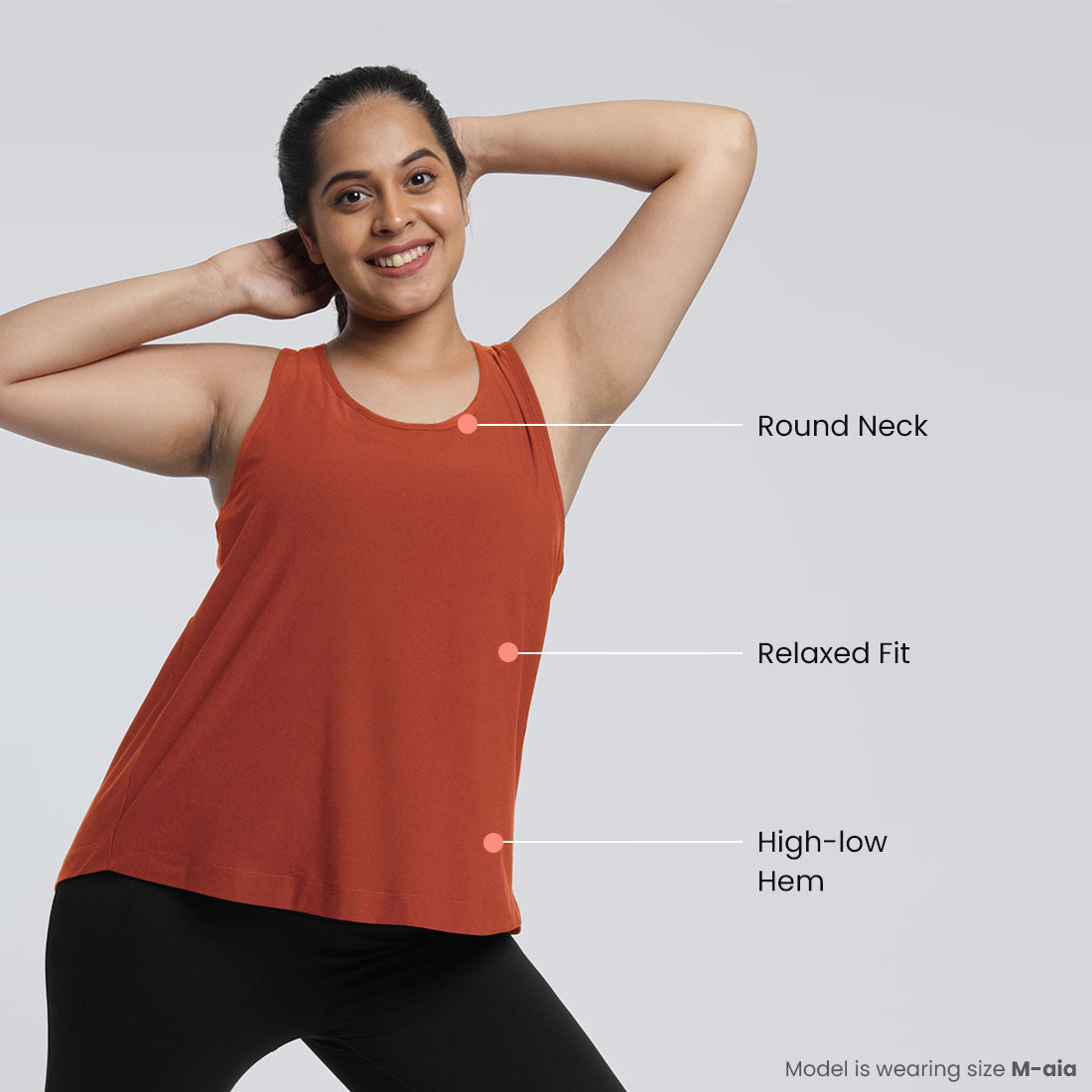 Round Neck Split Back Tank Tops for Women & Girls
