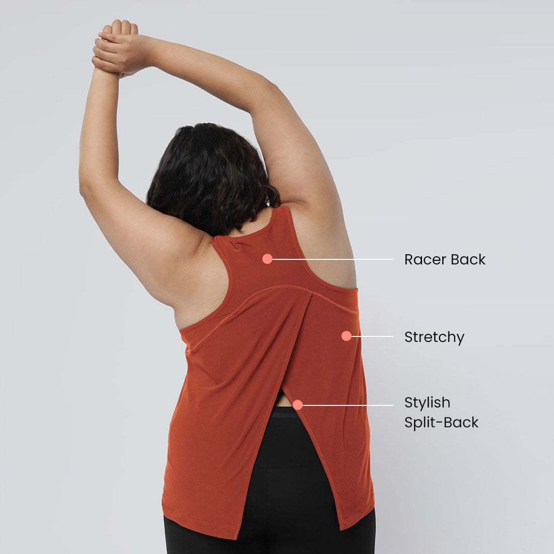 Round Neck Split Back Tank Tops for Women & Girls