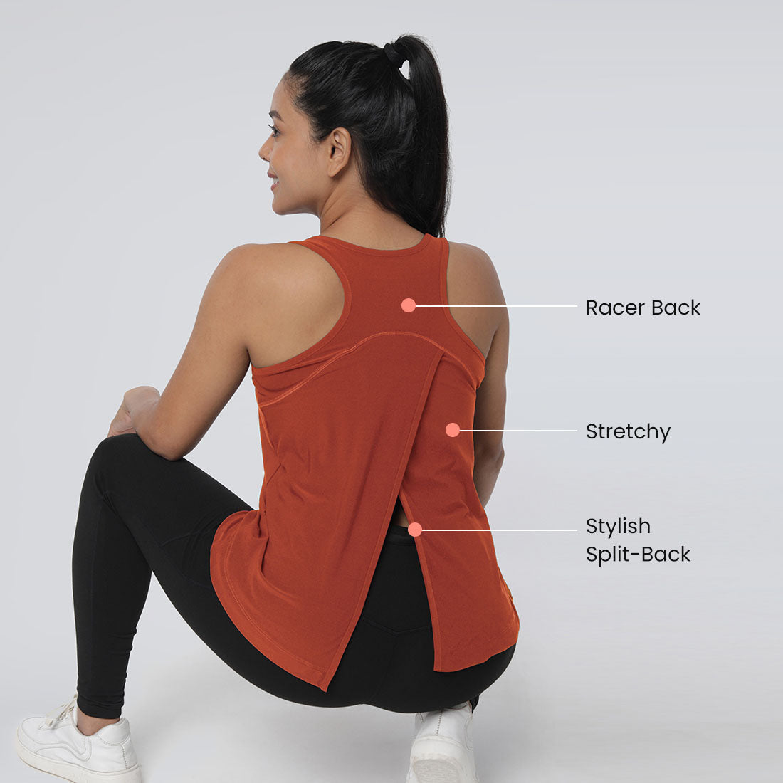 Round Neck Split Back Tank Tops for Women & Girls
