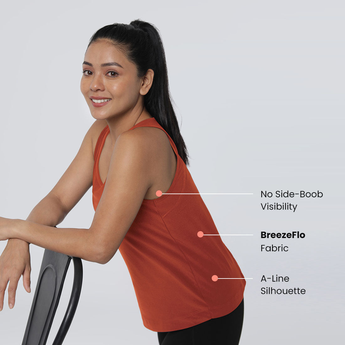 Round Neck Split Back Tank Tops for Women & Girls