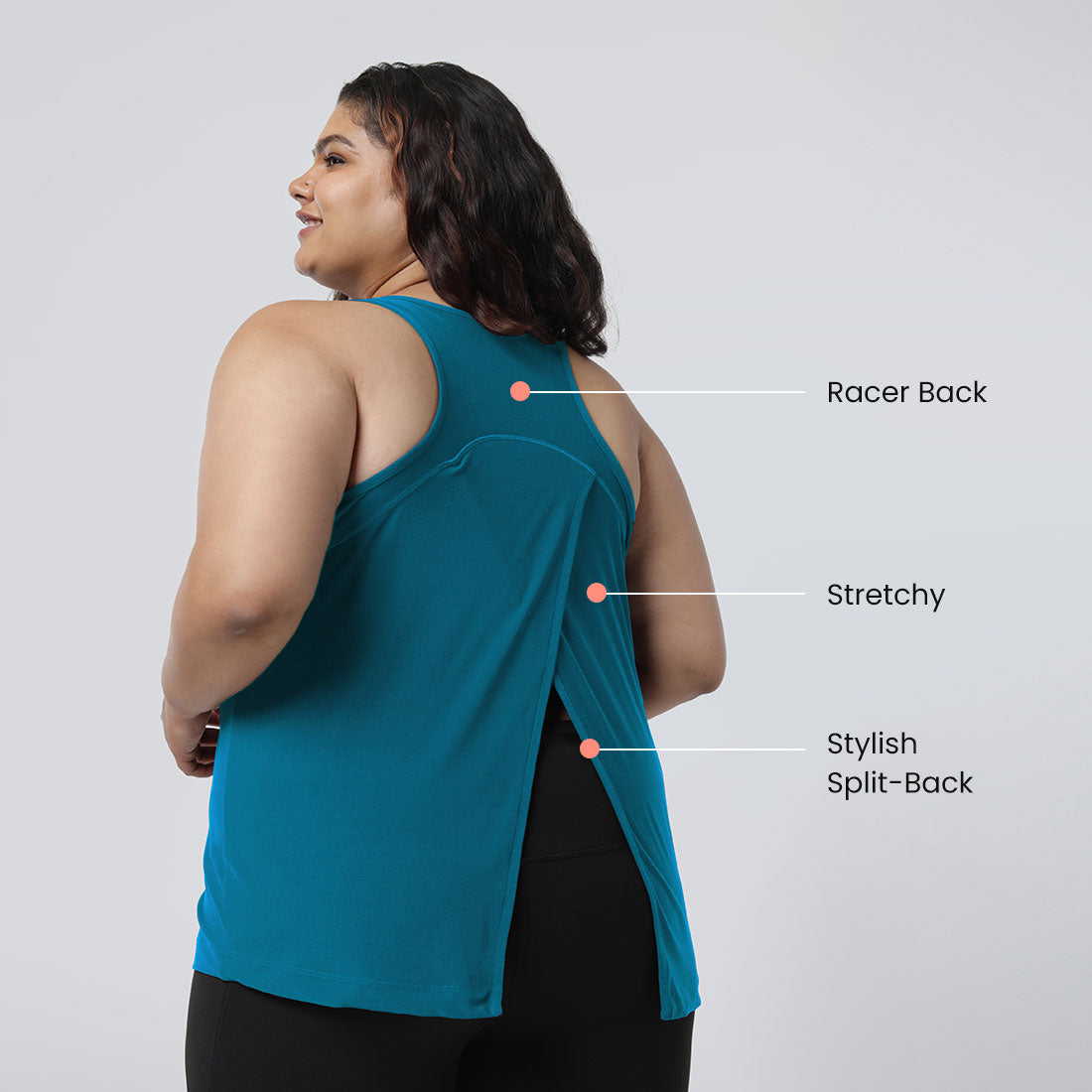 Round Neck Split Back Tank Tops for Women & Girls