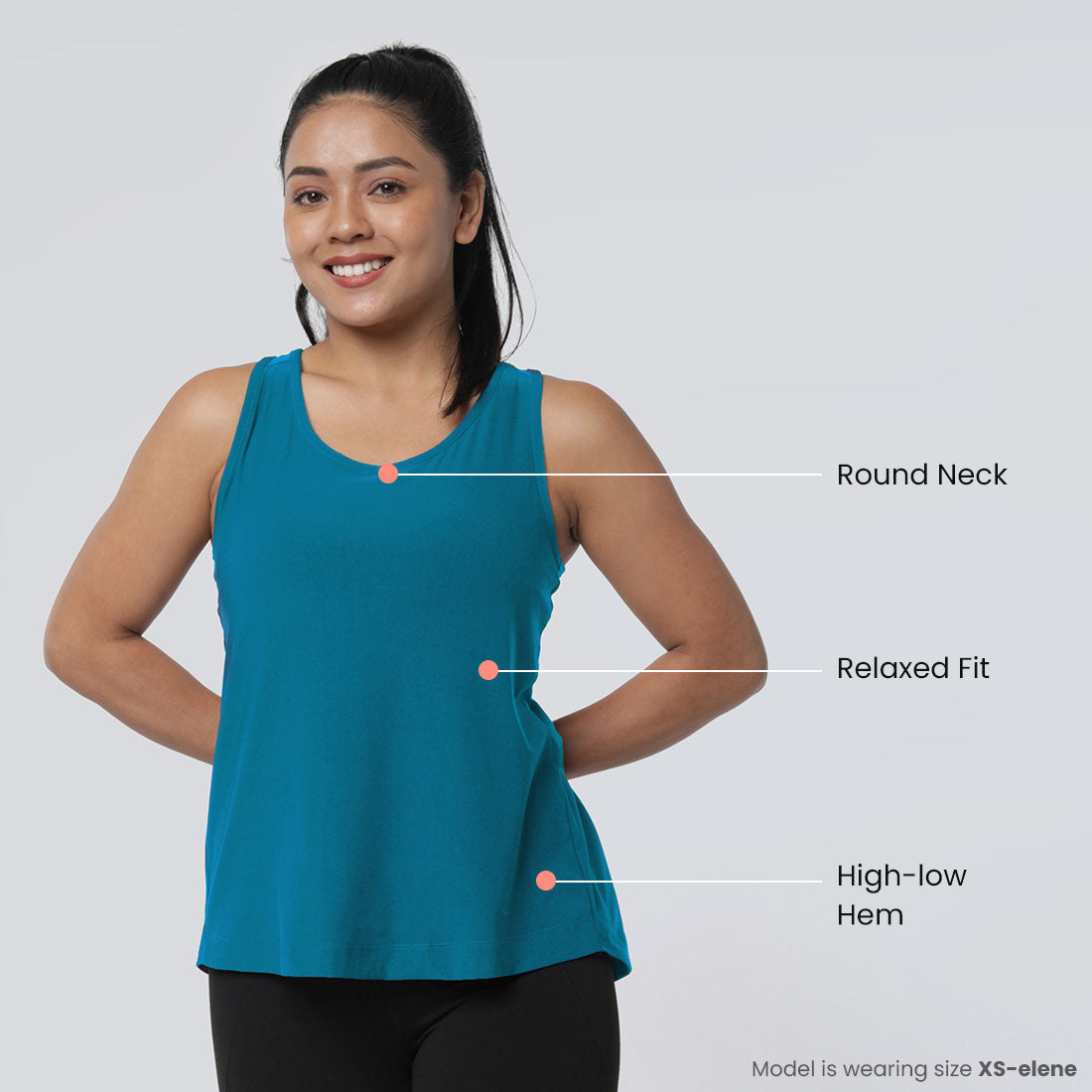 Round Neck Split Back Tank Tops for Women & Girls