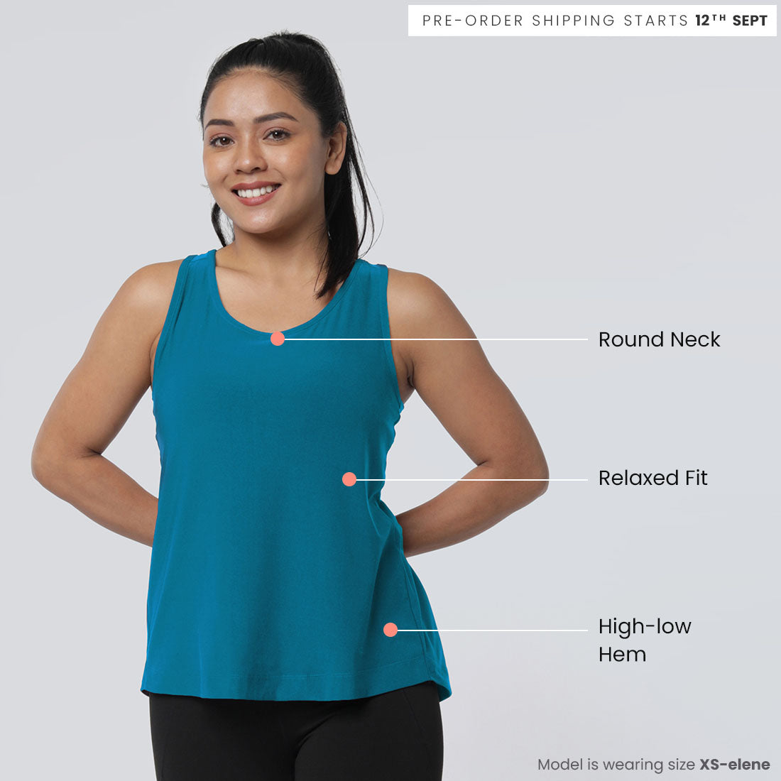 Round Neck Split Back Tank Tops for Women & Girls