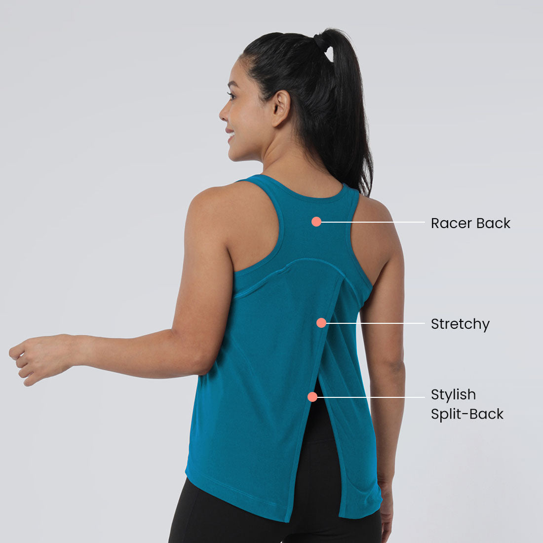 Round Neck Split Back Tank Tops for Women & Girls