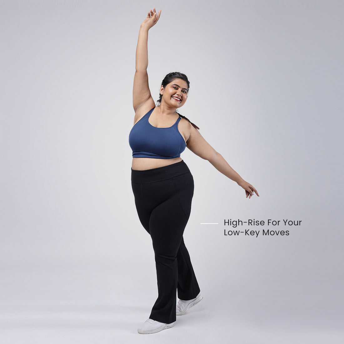 High Waisted Cotton Flare Pants with Pockets for Women