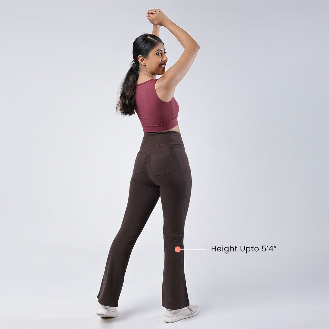 High Waisted Cotton Flare Pants with Pockets for Women