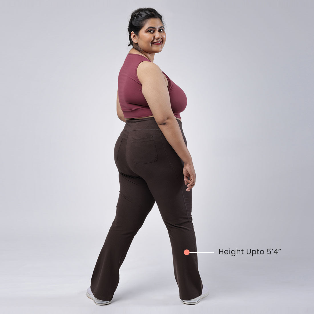 High Waisted Cotton Flare Pants with Pockets for Women