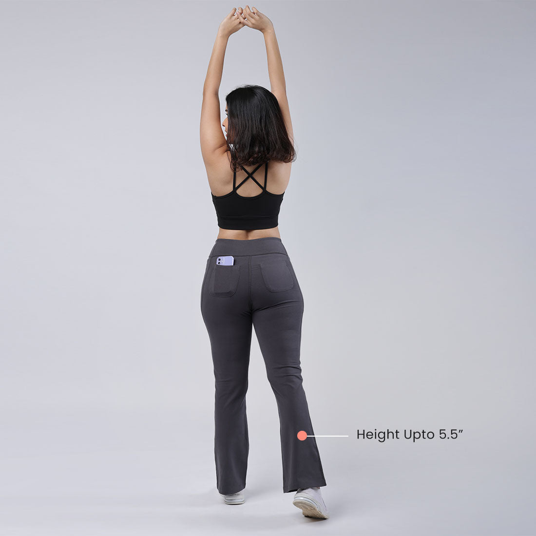 High Waisted Cotton Flare Pants with Pockets for Women