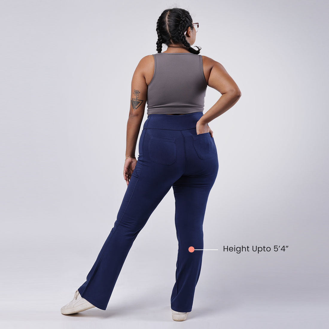 High Waisted Cotton Flare Pants with Pockets for Women