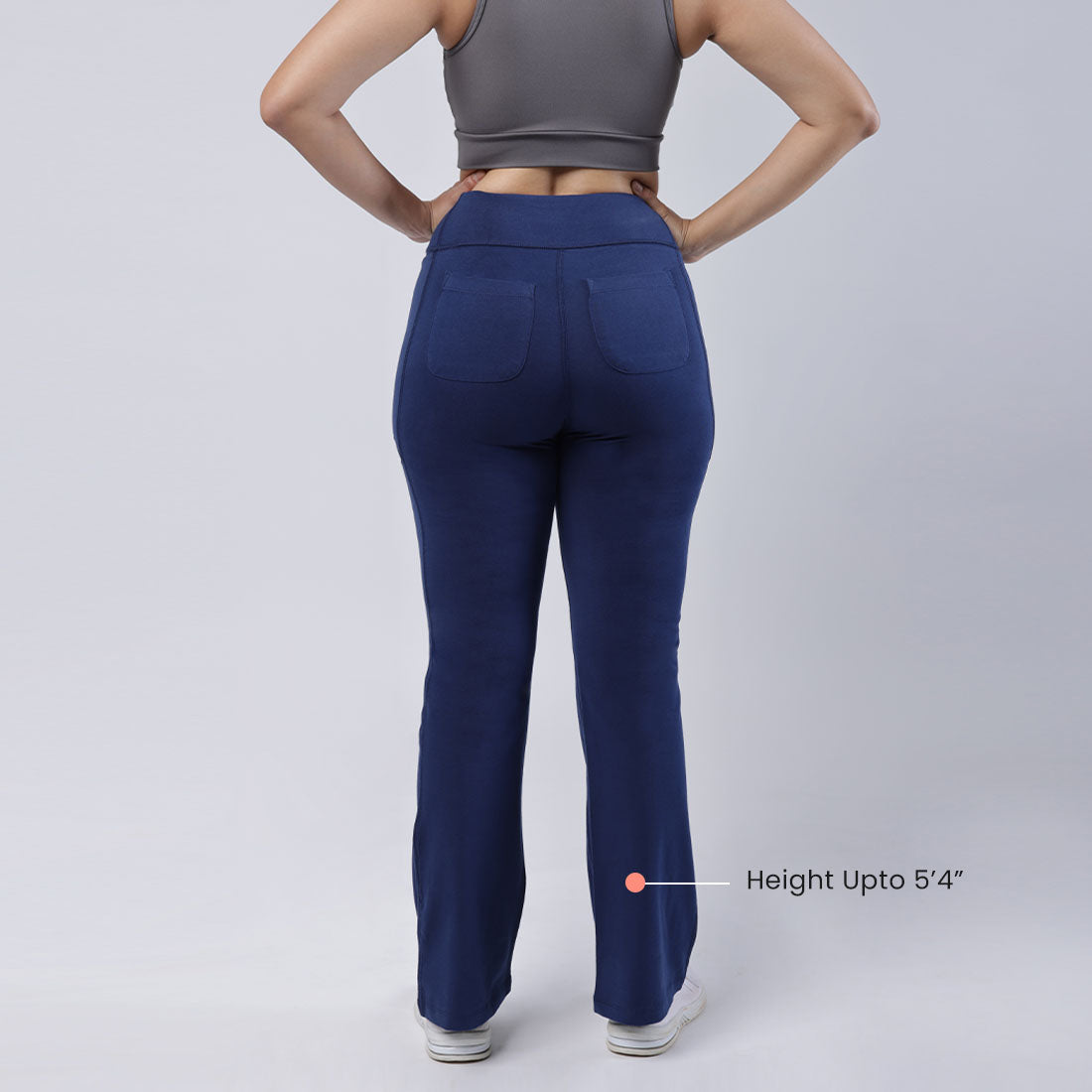 High Waisted Cotton Flare Pants with Pockets for Women