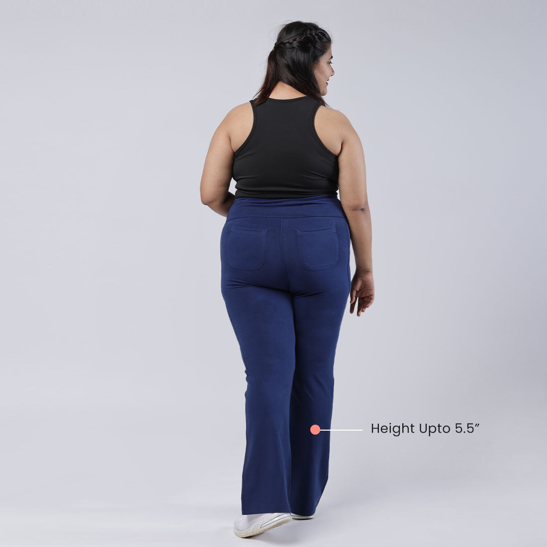 High Waisted Cotton Flare Pants with Pockets for Women