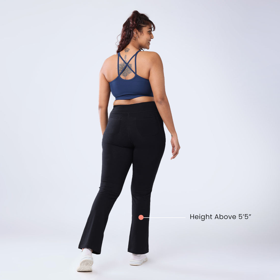 High Waisted Cotton Flare Pants with Pockets for Women