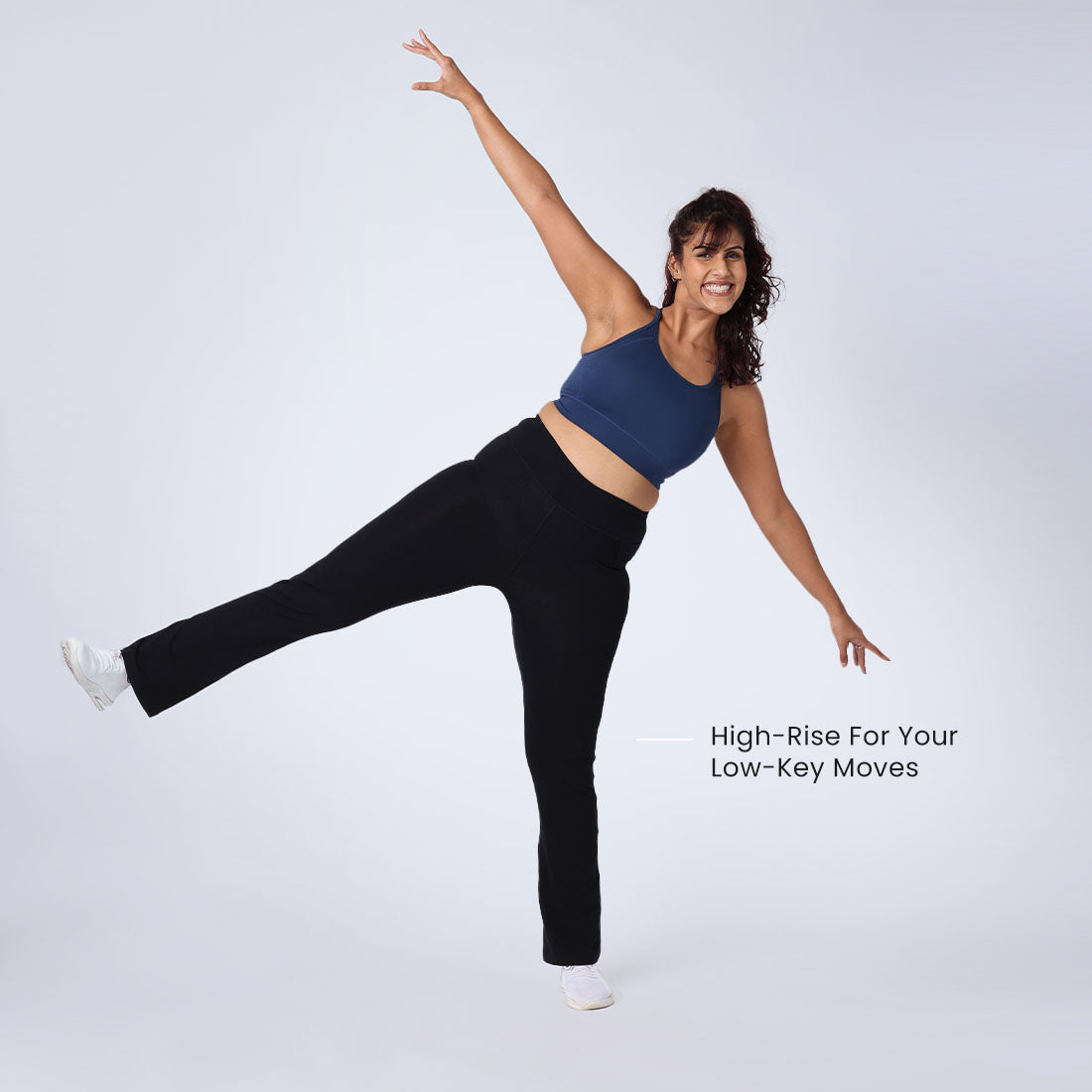 High Waisted Cotton Flare Pants with Pockets for Women