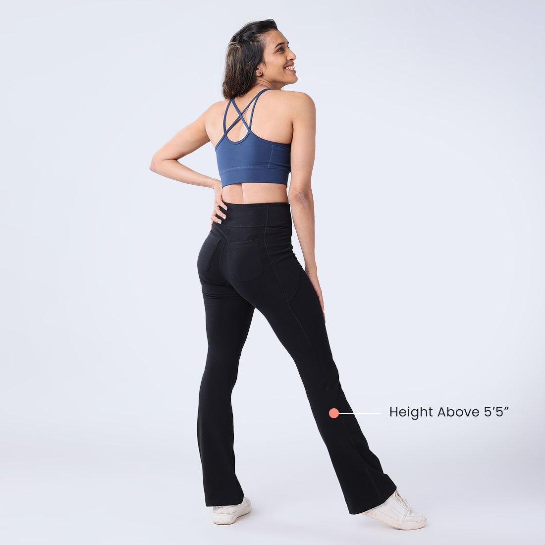 High Waisted Cotton Flare Pants with Pockets for Women