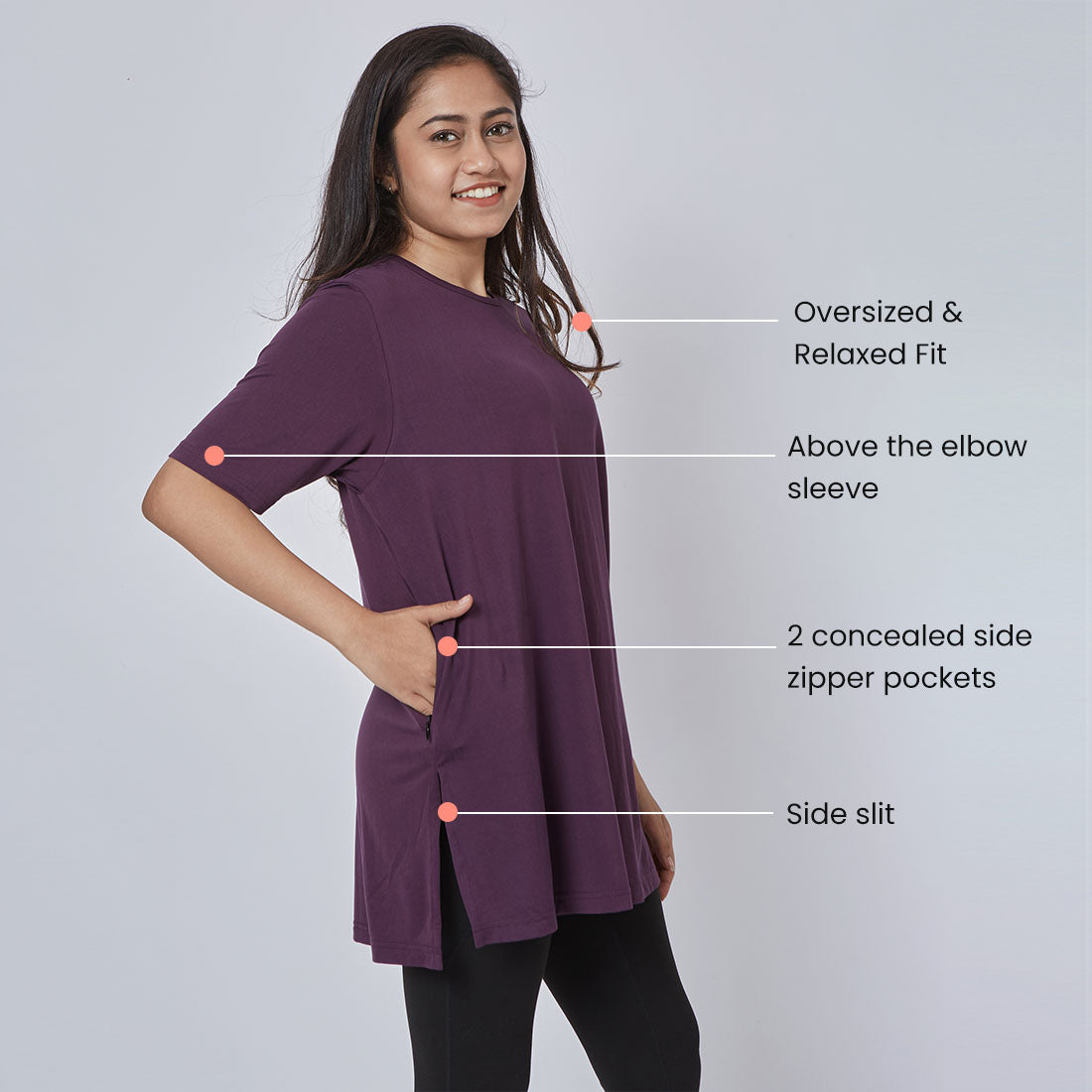 Long T-Shirts with Pockets for Women & Girls