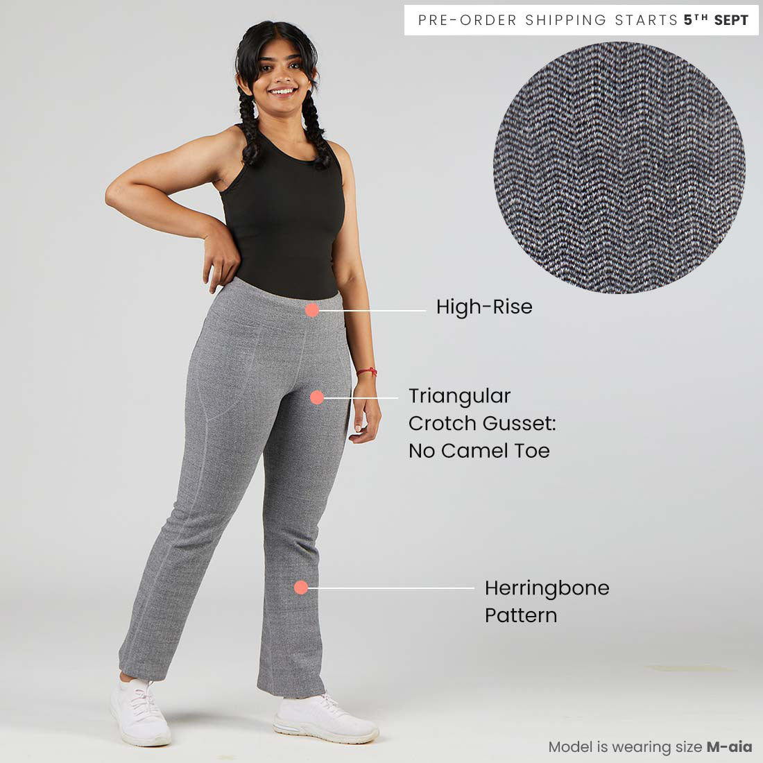 High Waisted Cotton Flare Pants with Pockets for Women