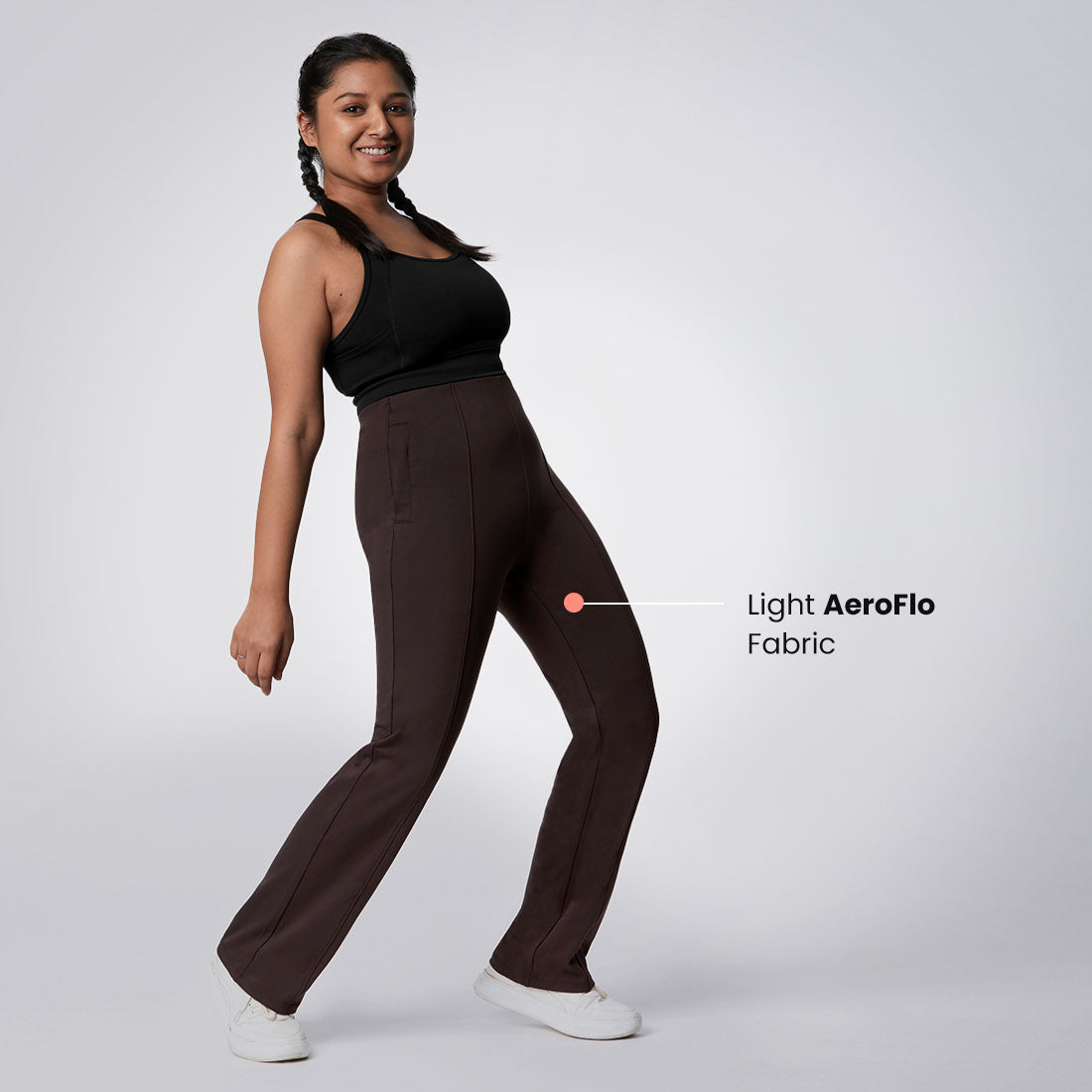High Waisted Straight Pants with Pockets for Women