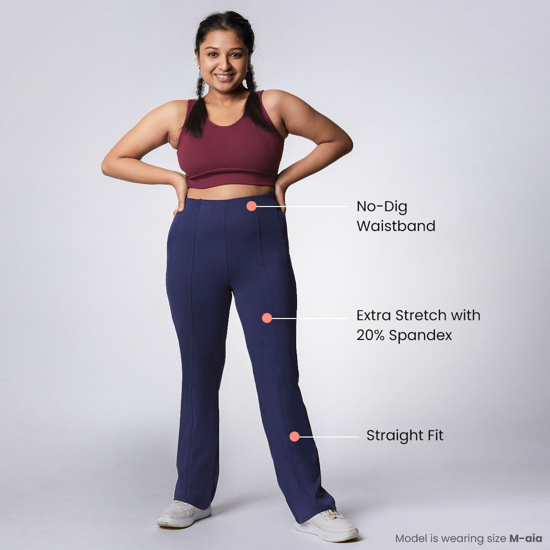 High Waisted Straight Pants with Pockets for Women