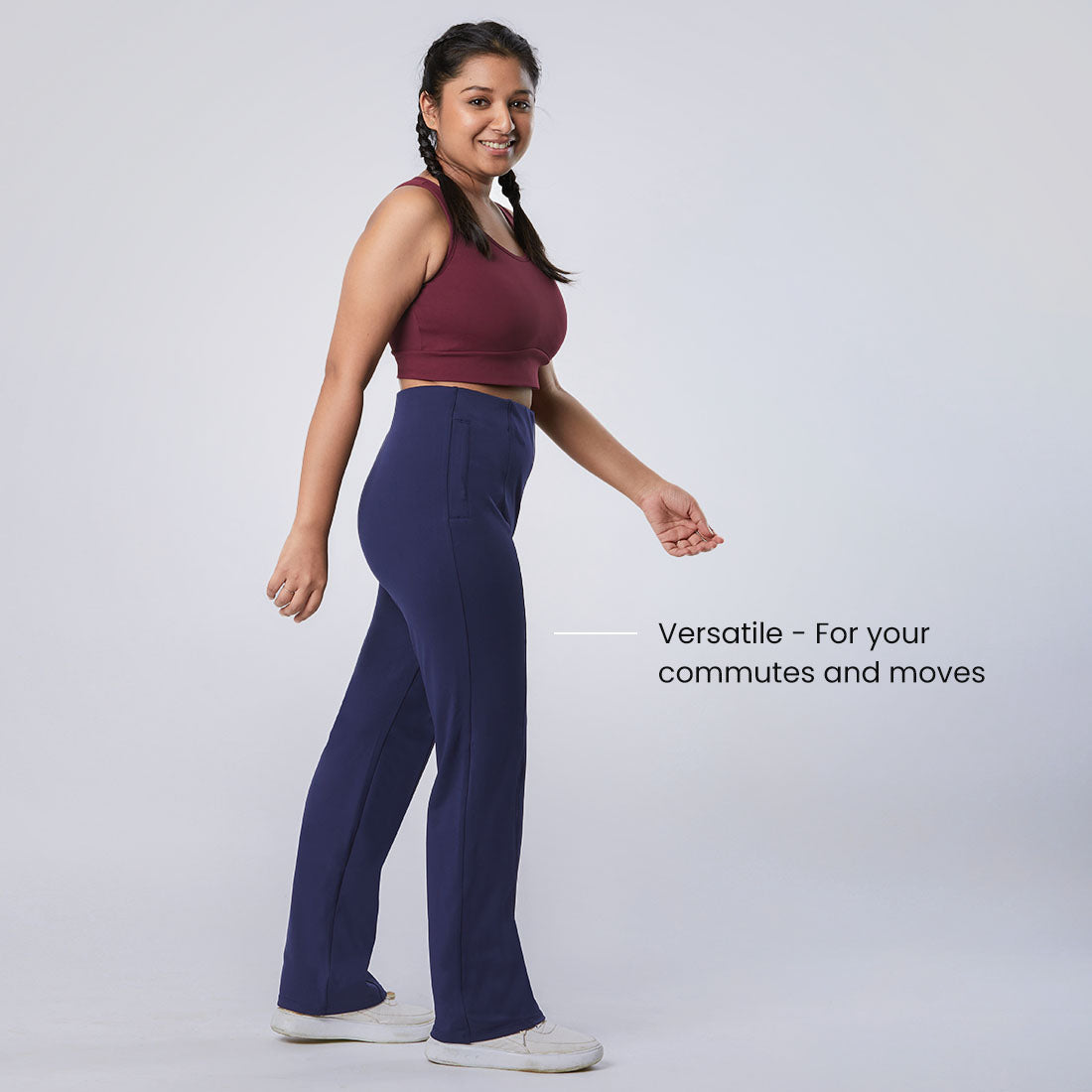 High Waisted Straight Pants with Pockets for Women