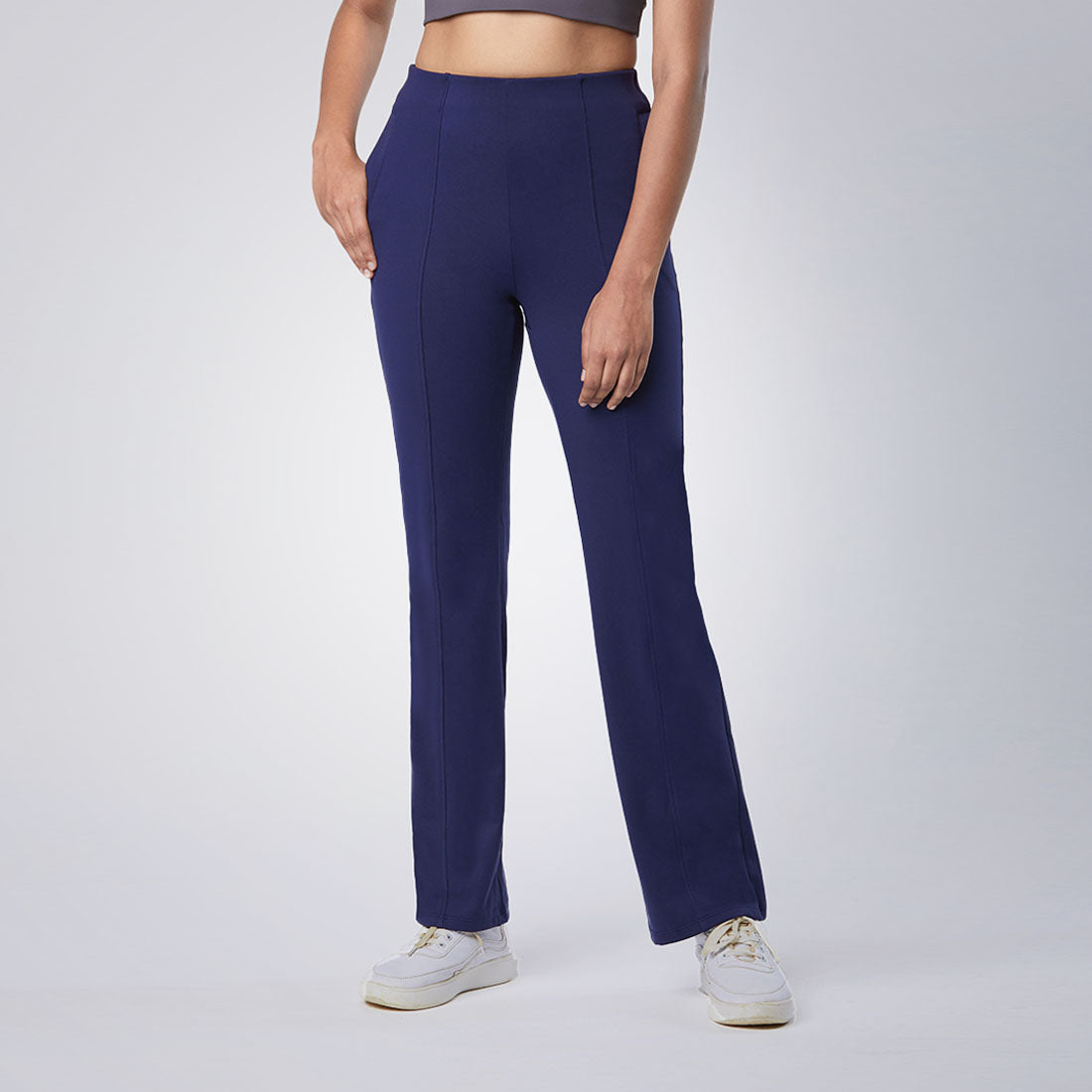High Waisted Straight Pants with Pockets for Women