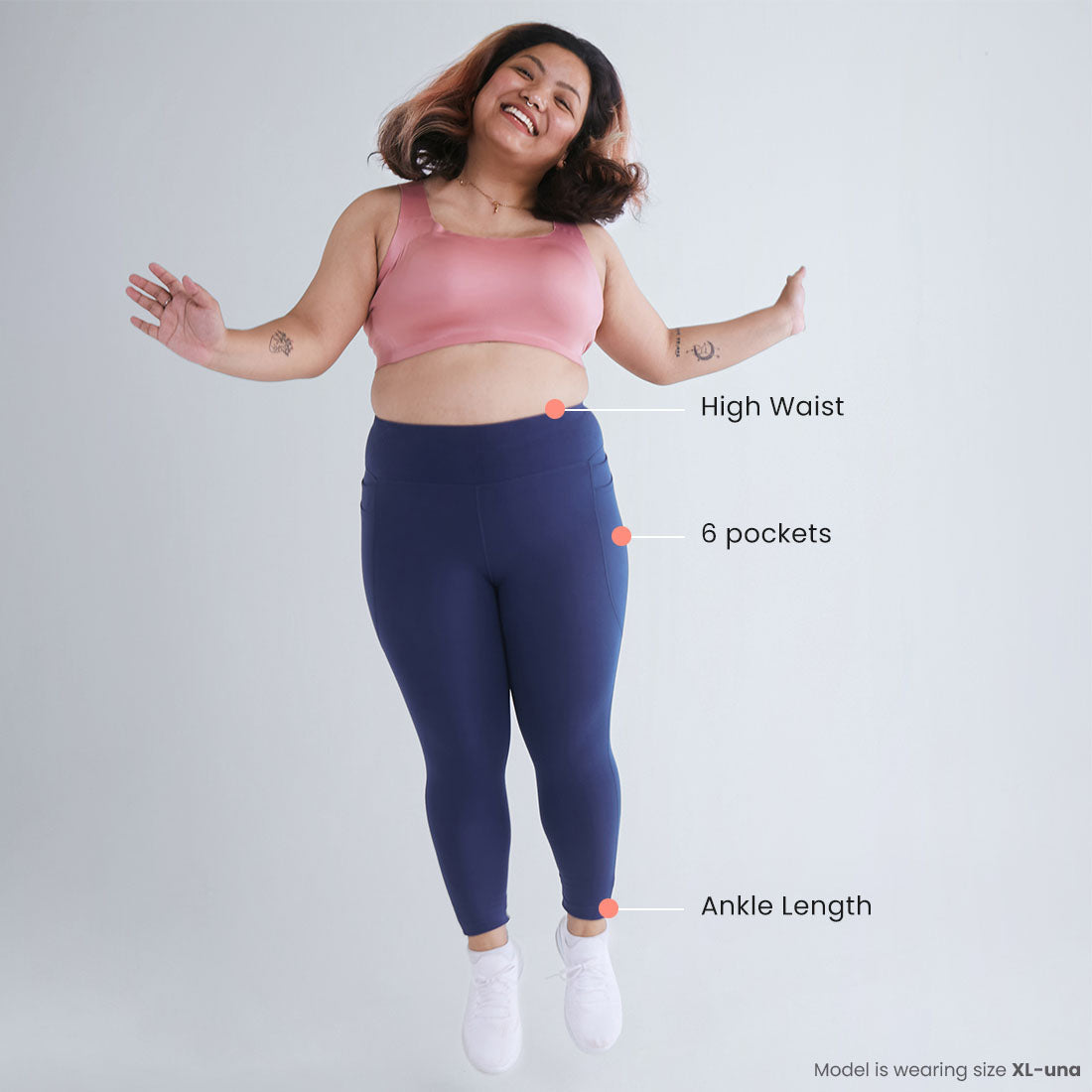 High Waisted Ankle Length Yoga Leggings with Pockets for Women