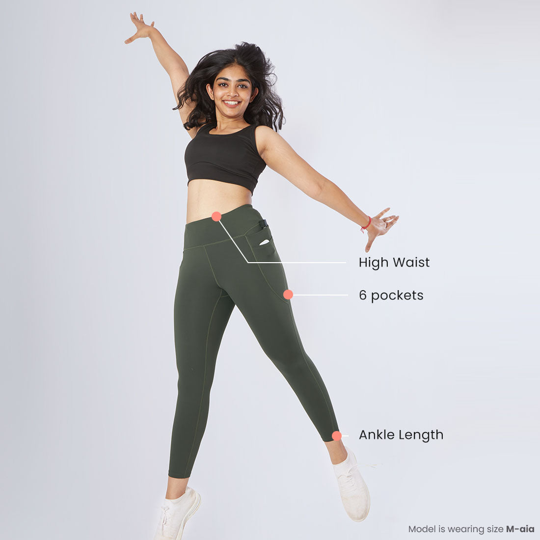 High Waisted Ankle Length Yoga Leggings with Pockets for Women