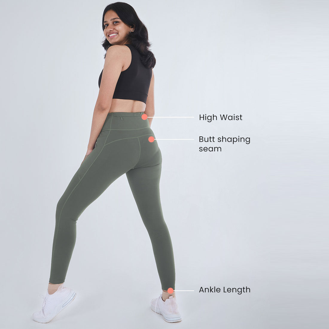High Waisted Ankle Length Yoga Leggings with Pockets for Women