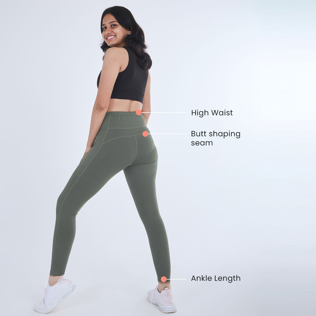 High Waisted Ankle Length Yoga Leggings with Pockets for Women