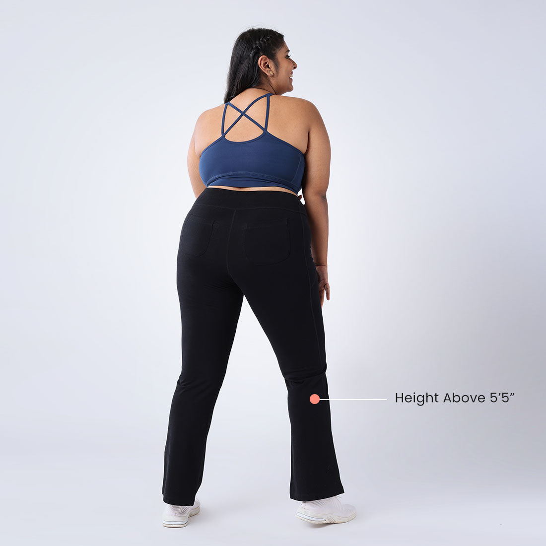 High Waisted Cotton Flare Pants with Pockets for Women