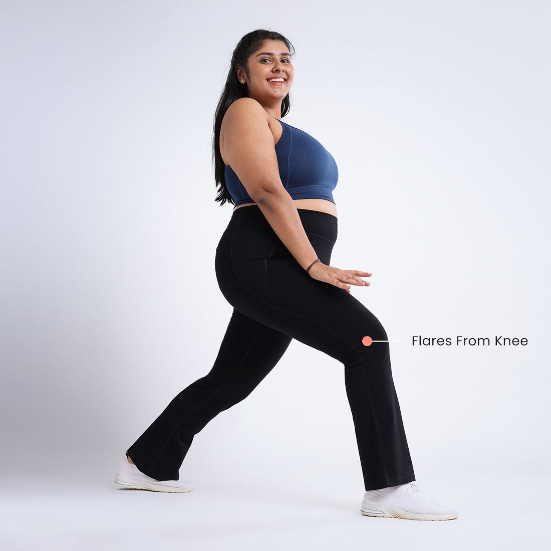 High Waisted Cotton Flare Pants with Pockets for Women