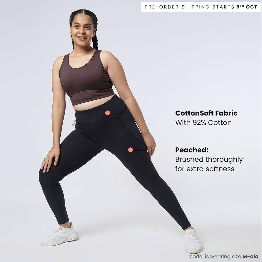 High Waisted Ankle Length Cotton Leggings with Pockets for Women