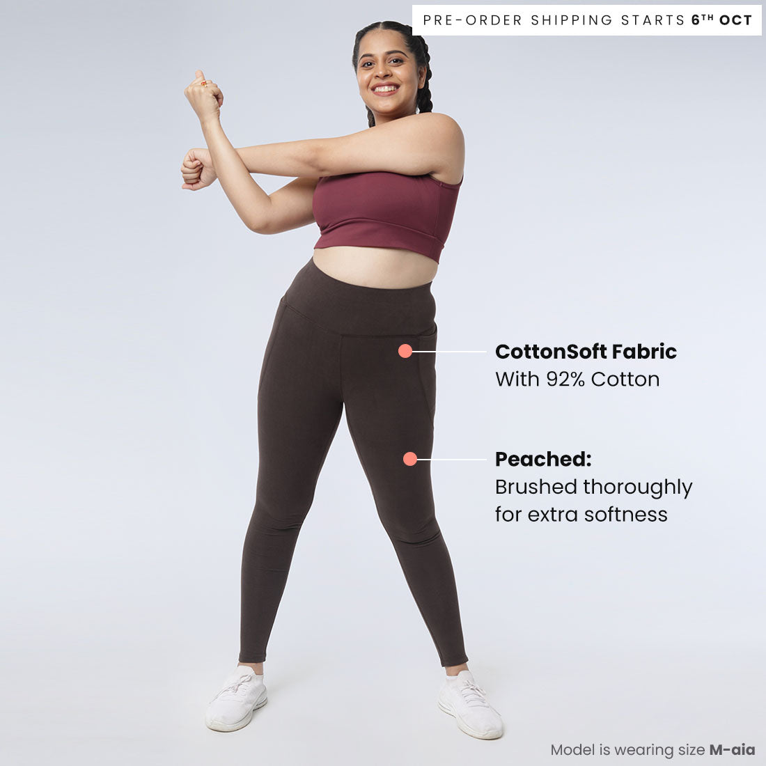 High Waisted Ankle Length Cotton Leggings with Pockets for Women