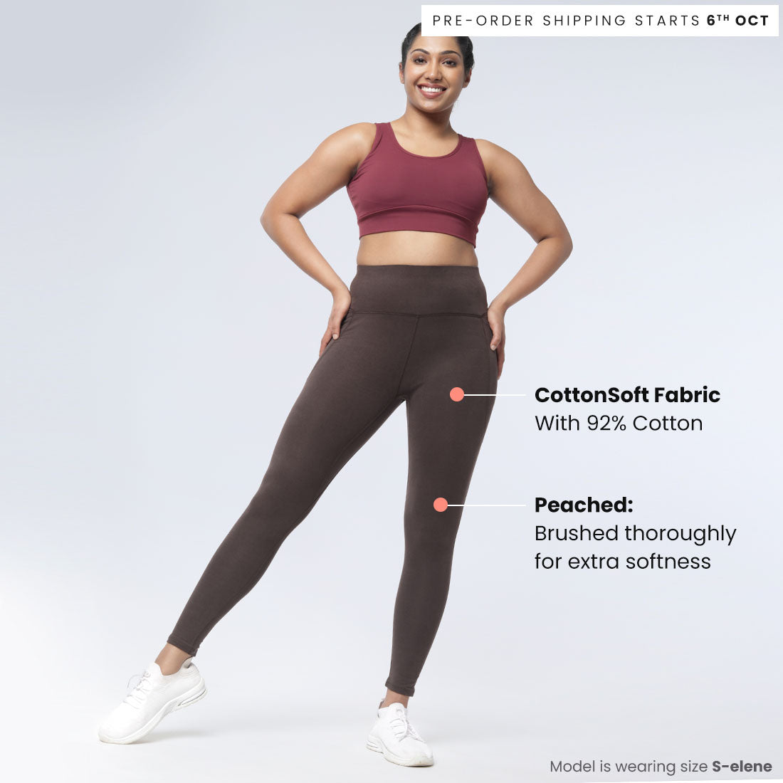 High Waisted Ankle Length Cotton Leggings with Pockets for Women