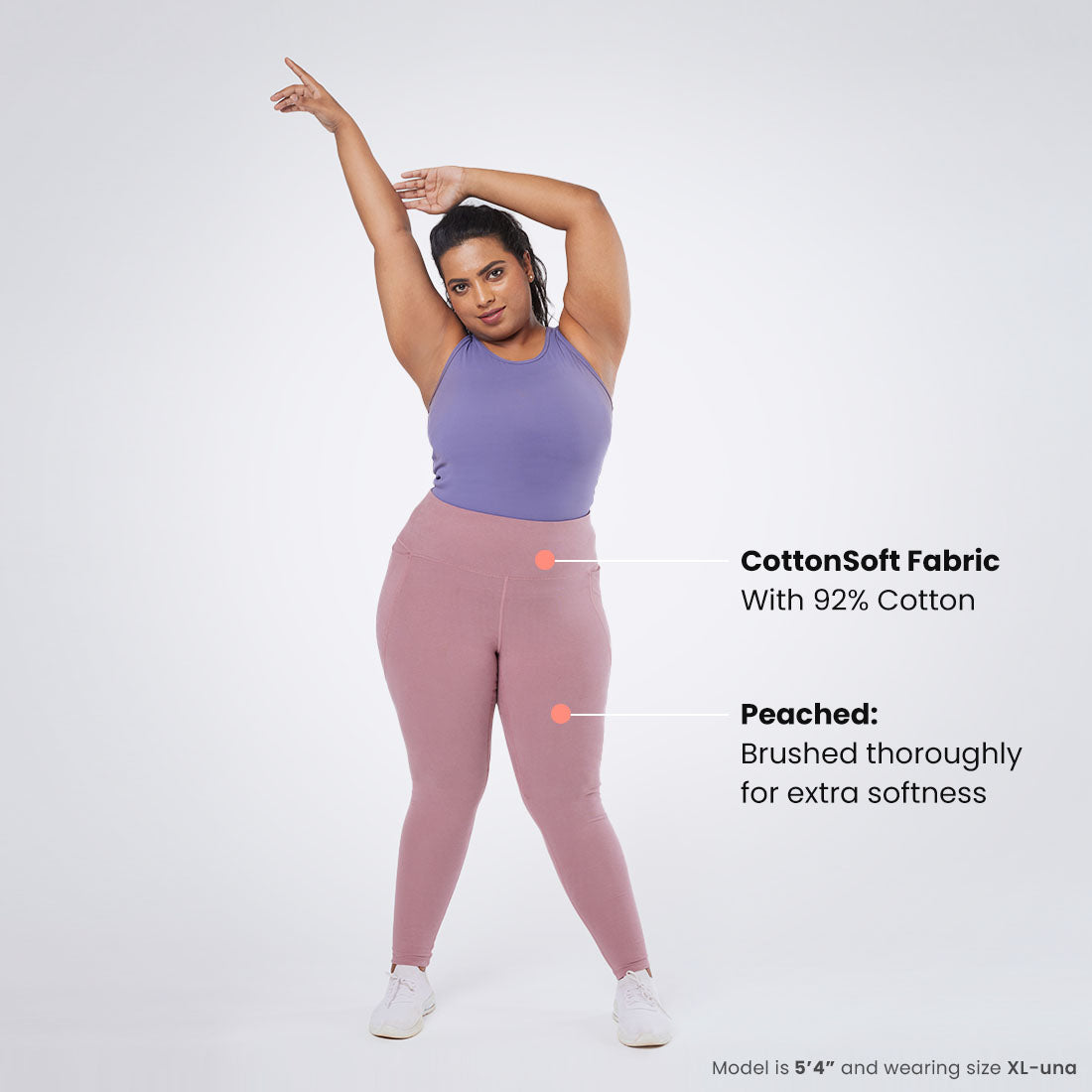 High Waisted Ankle Length Cotton Leggings with Pockets for Women