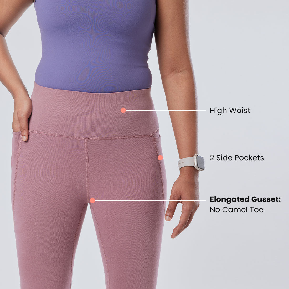 High Waisted Ankle Length Cotton Leggings with Pockets for Women