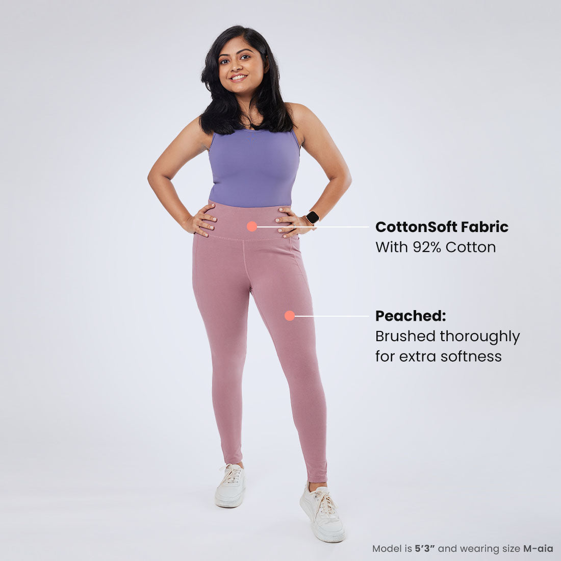 High Waisted Ankle Length Cotton Leggings with Pockets for Women